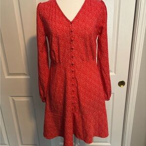 LOFT Red Long Sleeve Dress